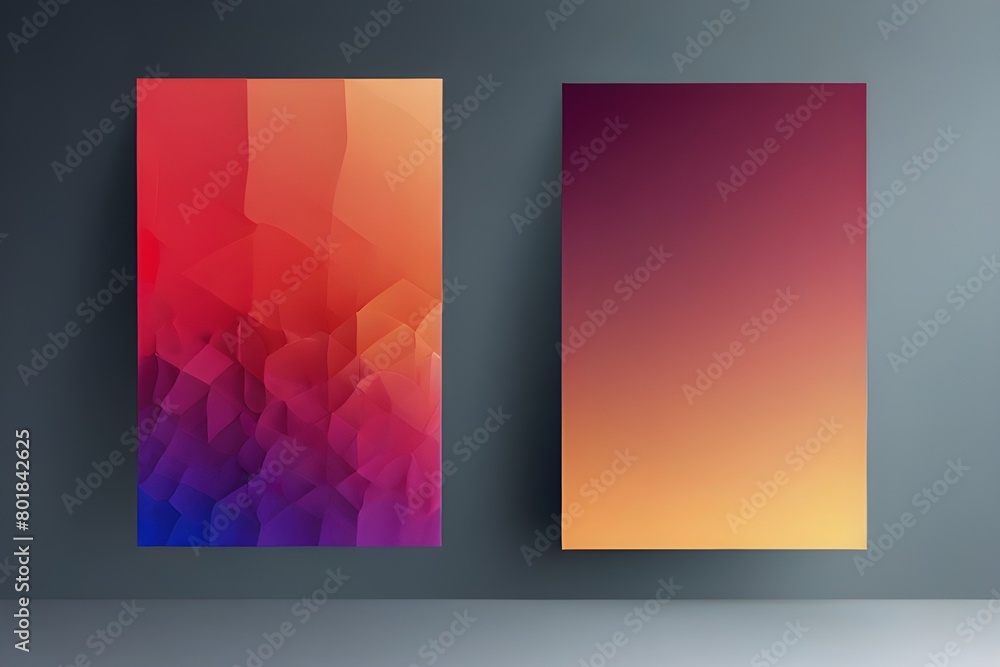 Poster abstract gradient background vector set. minimalist style cover template with vibrant perspective 3d