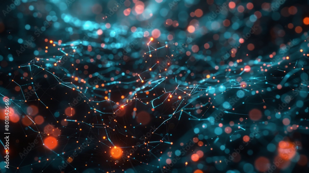 Poster abstract digital network background, technology and complex engineering concept, generative ai hyper