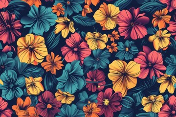 Crafty floral symphony. Seamless pattern for fabric design