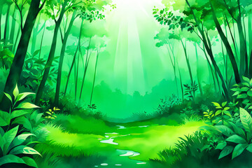 Obraz premium watercolor of green eco background illustration