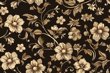 Seamless floral ensemble. Handcrafted flowers for fabric art