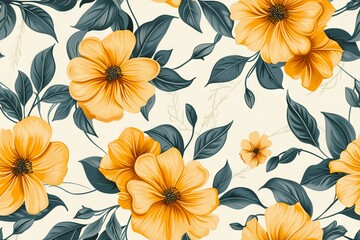 Crafty floral serenade. Seamless pattern for fabric design