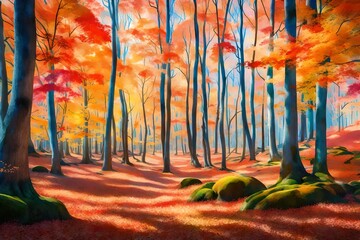 autumn forest in the morning