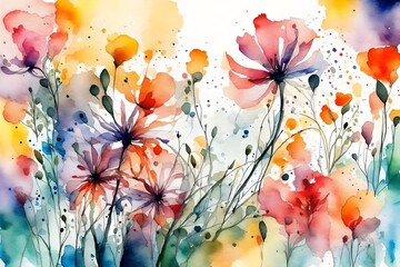 watercolor background with flowers