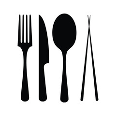 Fork, spoon, knife, and chopsticks icon vector. Restaurant symbol Vector illustration