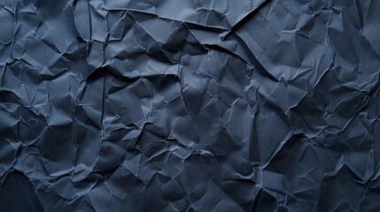 Rough navy blue paper texture. Blue crumpled paper texture and background. Close up view of wrinkled navy blue texture. Grunge texture surface paper page material for vintage design.