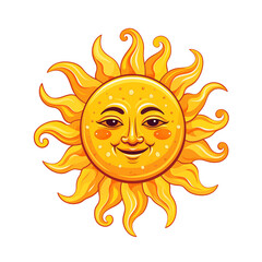 An illustration of the sun in cartoon character style, a PNG element transparent background