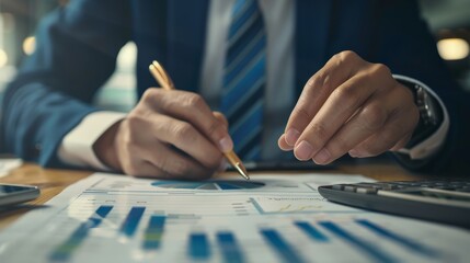 Business analyst checking in financial statement for audit internal control system. Accounting and Financial Concept hyper realistic 