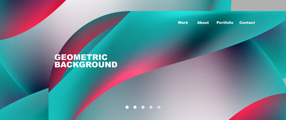 A liquid geometric background featuring a gradient of aqua, electric blue, and magenta tints and shades. Perfect for technology gadgets, eyewear, or material property designs