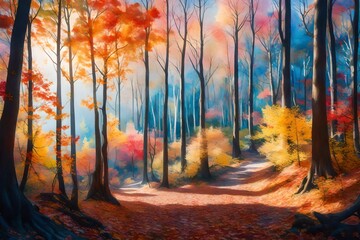 autumn forest in the morning