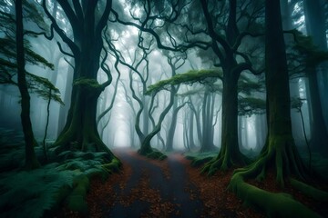 misty forest in the morning