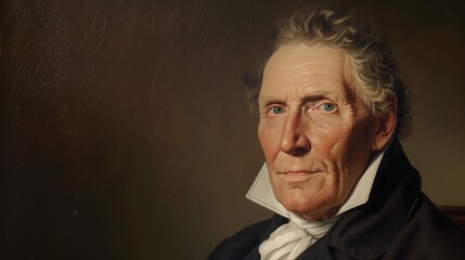 Fototapeta premium Portrait of old man 1850s oil painting male Caucasian drawing