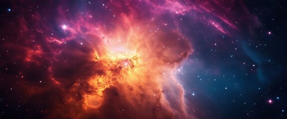 Naklejka premium Colorful space galaxy cloud nebula. Stary night cosmos. Universe science astronomy. Supernova background