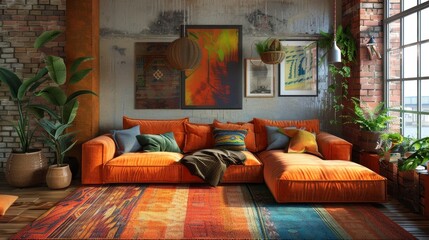 Eclectic Living Room Fusion: A photo illustrating an eclectic living room with a fusion of styles