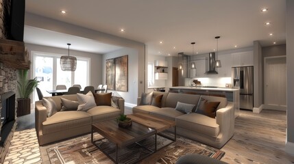 Fototapeta premium Family Living Room Spacious Layout: Images of living rooms designed for families