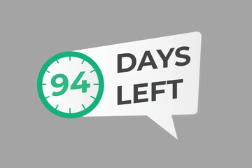 94 days to go countdown template. 94 day Countdown left days banner design. 94 Days left countdown timer