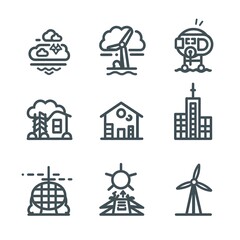 Fototapeta na wymiar eco outline icons set isolated on white background flat vector illustration
