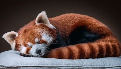 Wallpaper texted red panda sleeping isolated  background