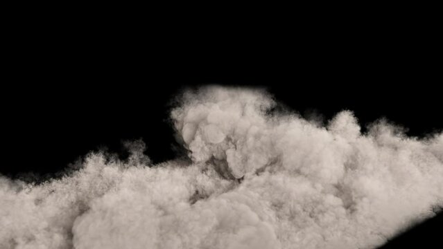 Bridge collapse explosion on black background with alpha channel