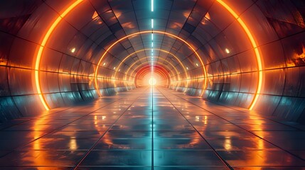 Hauntingly Beautiful Space Corridor with Radiant Golden Light