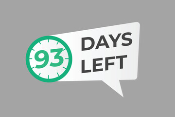 93 days to go countdown template. 93 day Countdown left days banner design. 93 Days left countdown timer