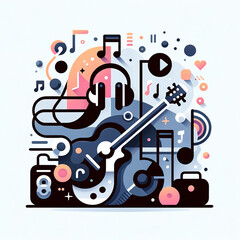 Guitar and Music Theme Illustration