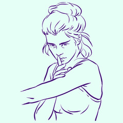 sketch of a woman posing vector for card decoration illustration