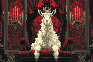 Regal Goat in Throne Room