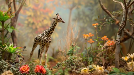 A giraffe standing in the middle of a forest