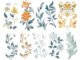 seamless floral background, sketch