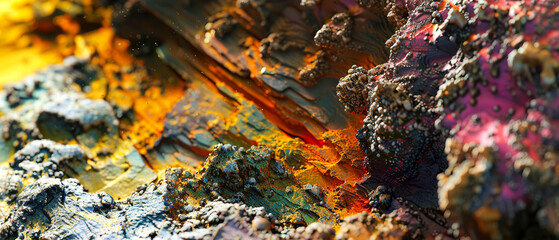 Colorful geological features on exoplanet abstract expressionism influence