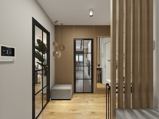 casa de estilo moderno minimalista . muebles de diseño y terraza con piscina