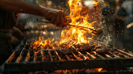 A close-up of a grill