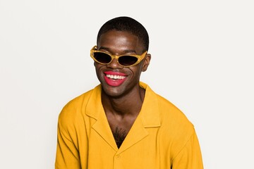 Fototapeta premium Non binary person with lipstick
