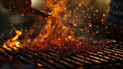 A close-up of a grill masters hands controlling