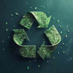 A green leafy symbol of a recycling bin