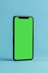 Phone mockup with green screen on isolated background