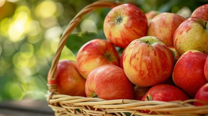 A close-up view of a basket overflowing with apples