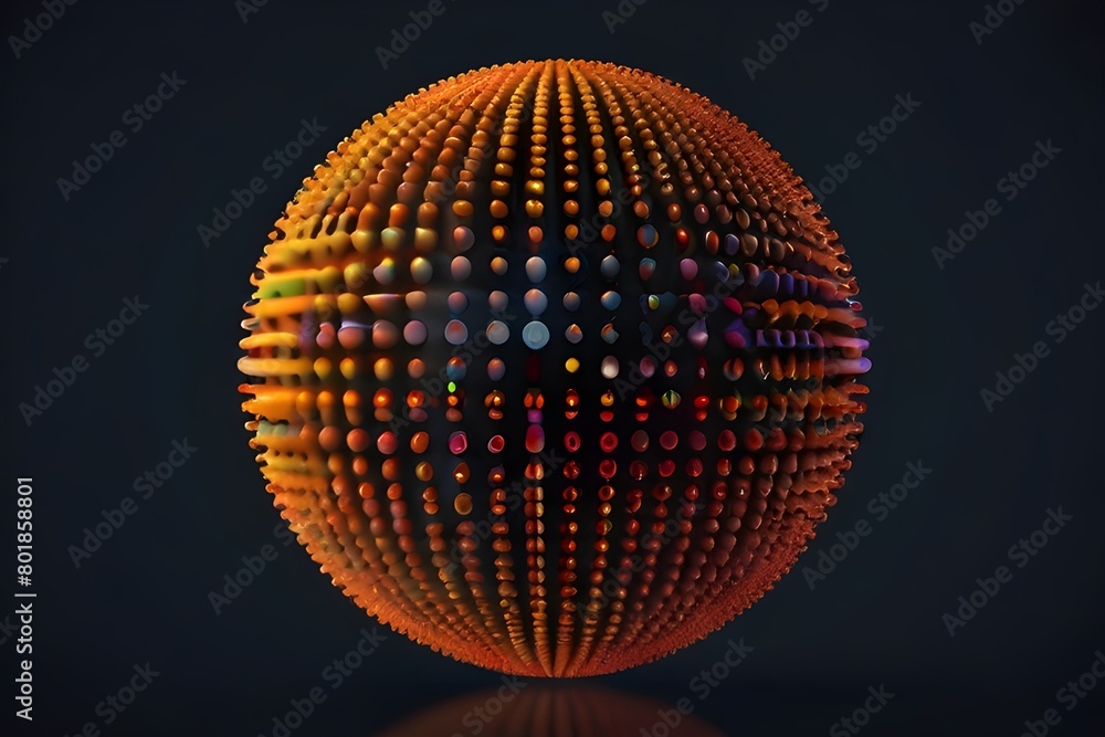 Poster vector bitmap dithering abstract dotted sphere generative ai