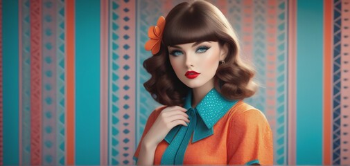 Vibrant Fashion, Retro Colors, Beautiful women model.