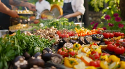 Barbecue with vegetables