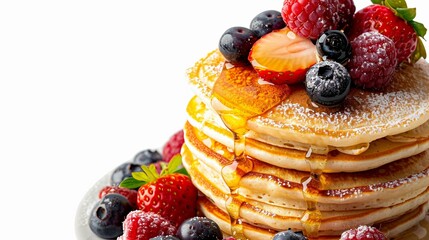 Stack of pancakes with berries