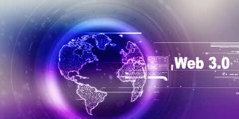 2D illustration Web against glowing technological background