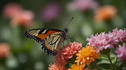 Obraz premium butterfly on a flower background