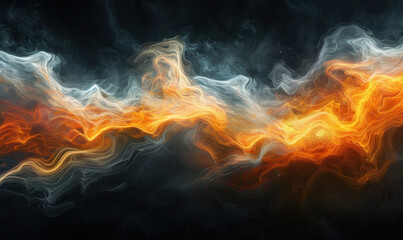 Dynamic orange and black abstract swirls creating a vivid texture. Generate AI