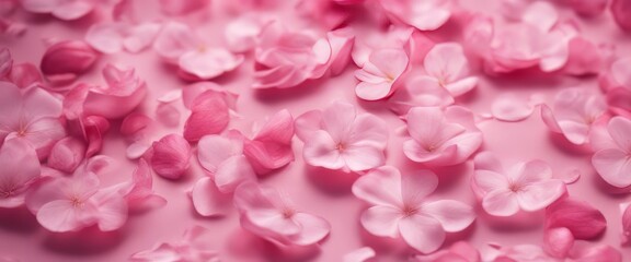 Fototapeta premium Petals of pink rose spa background. Realistic flying sakura cherry flower petals elements for romant