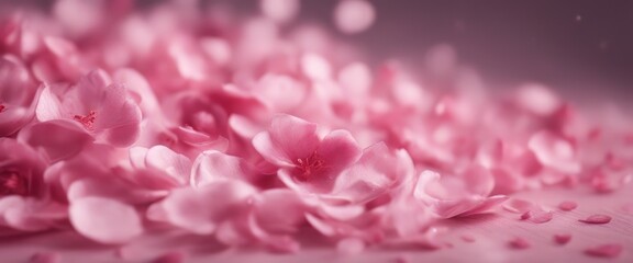 Fototapeta premium Petals of pink rose spa background. Realistic flying sakura cherry flower petals elements for romant