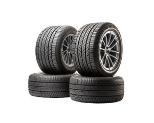 car tires isolated on a transparent background. Generative AI