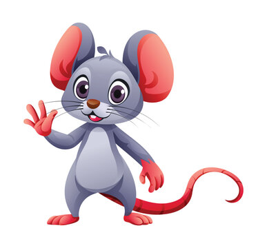 Cute waving hand cartoon vector illustration isolated on white background