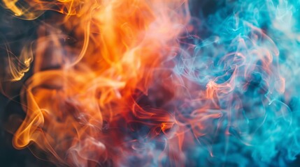 A close-up shot capturing the vivid colors and textures of cigarette smoke, highlighting its toxic and mesmerizing qualities.